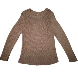 Eileen Fisher olive green organic cotton open tape pull over size Large